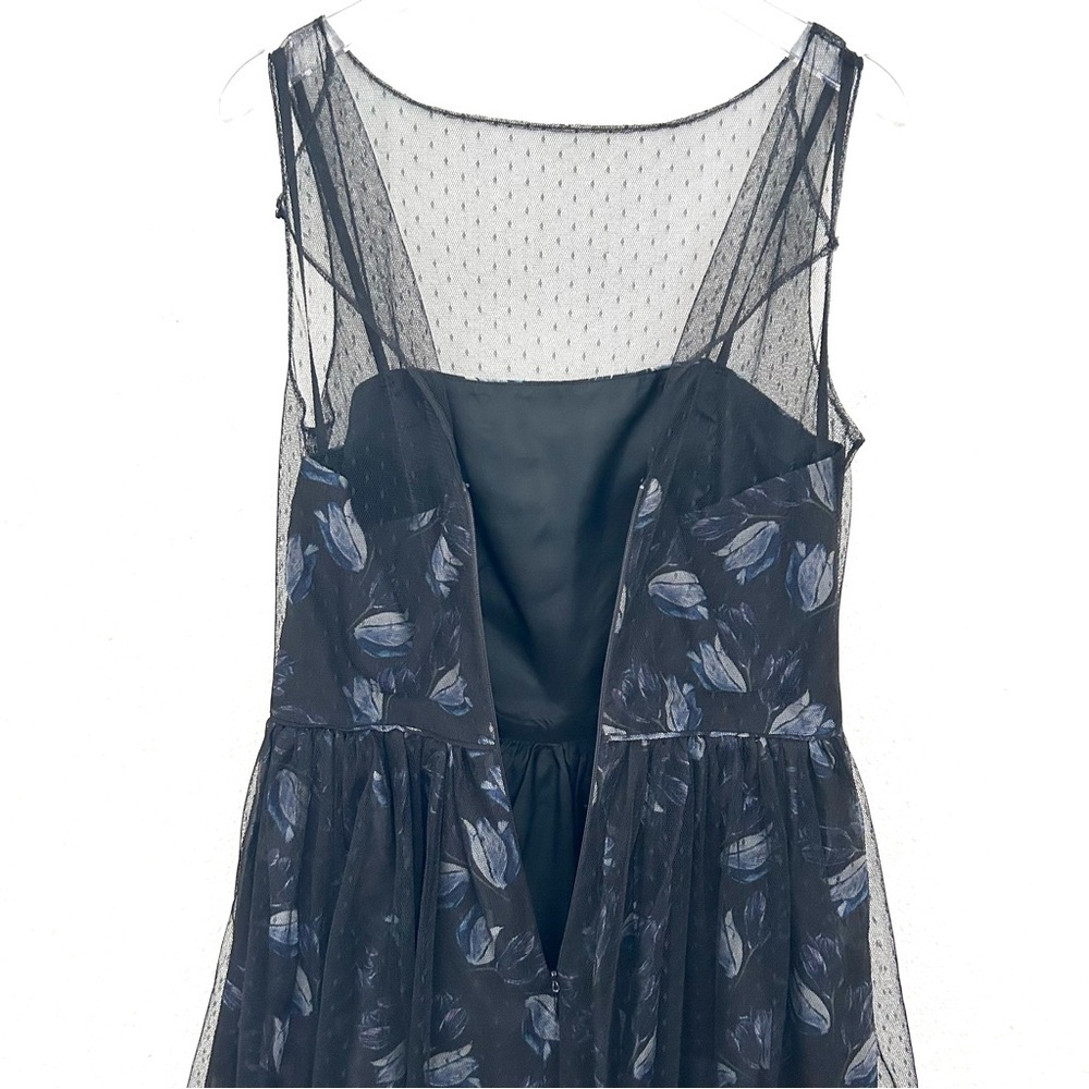 Jill Stuart Silk Floral Cocktail Dress Illusion Dark Romantic Blue Black Size 4 - Picture 15 of 15